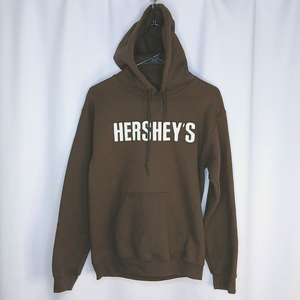 Hershey's Chocolate Brown Fleece Hoodie Sweatshirt Pocket Drawstrng Womens Small